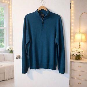 ✨ Jos A Bank Traveler 100% Merino Wool Quarter Zip | Lightweight Casual Size L